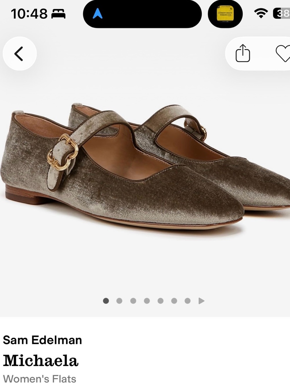 Sam Edelman Michaela Velvet Mary Jane Flats - Dark Silver Sage